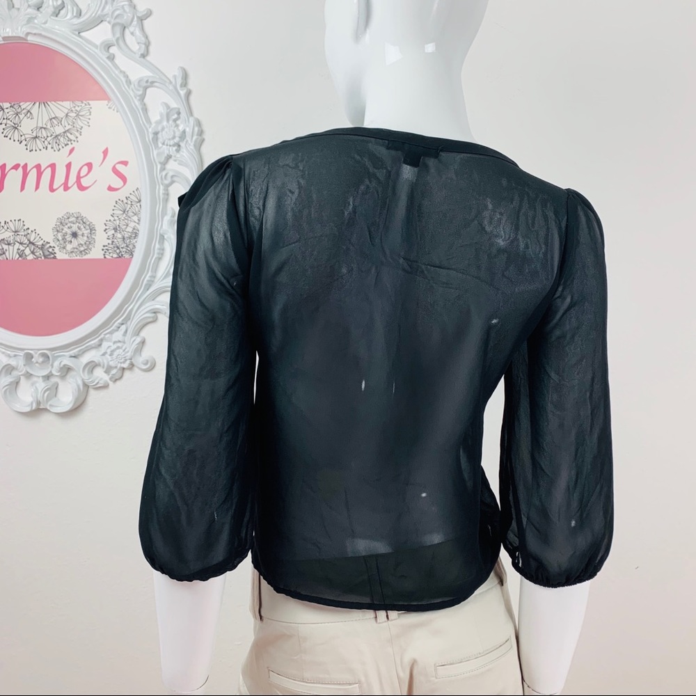 Mine / Sheer Black Ruffled Button Up Neckline - Picture 4 of 6
